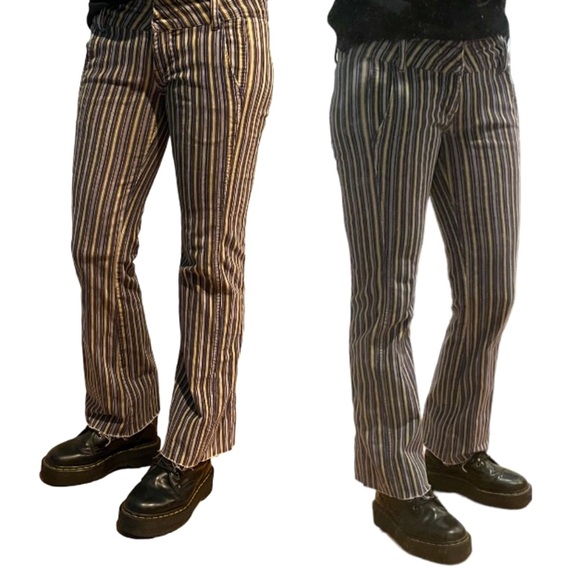Bubblegum Pants - Vintage 90's Bubblegum USA Striped Flare Corduroy low rise pants